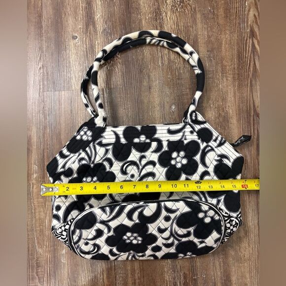 Vera Bradley Night & Day Floral Black & White Quilted Bag Purse with ID Holder - Picture 5 of 12